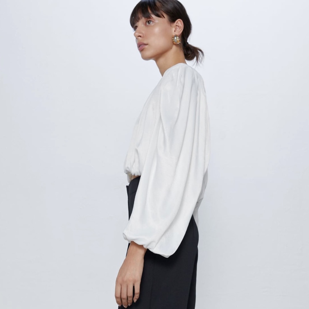 ZARA BALLOONED CROP TOP - Picture 7 of 10